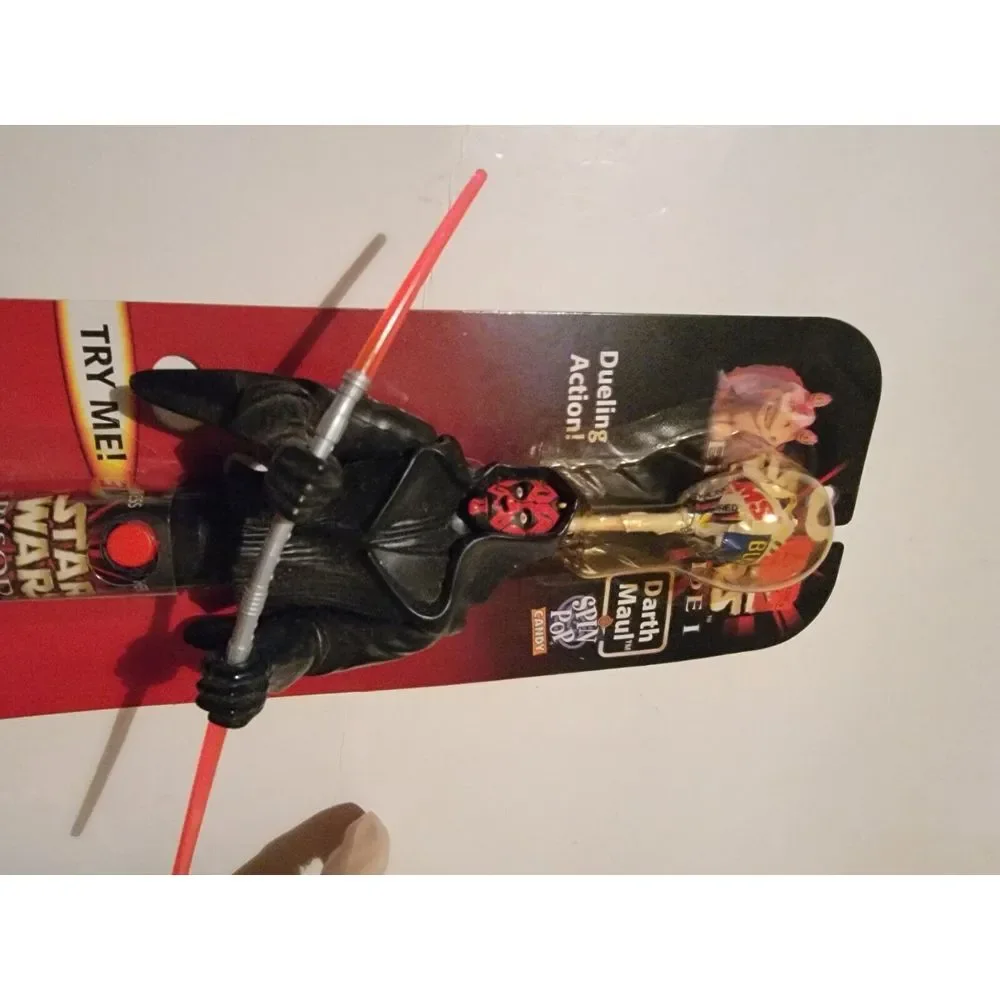 1999 Hasbro Star Wars: Episode I Darth Maul Qui Gon Jinn Spin Pop Candy Vintage